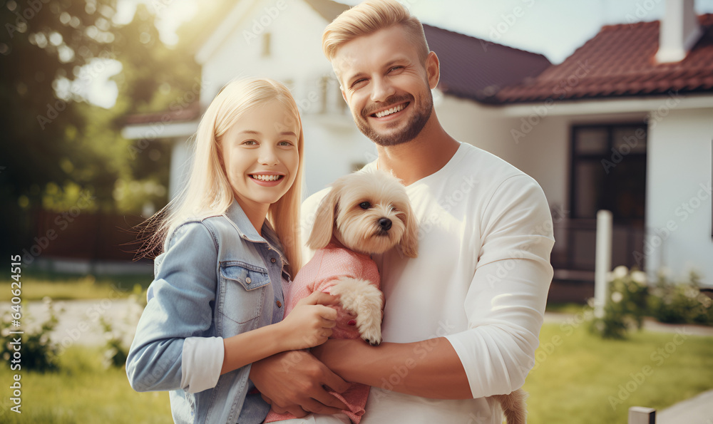 The happy family bought a new apartment.