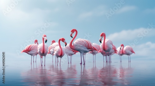 pink flamingo on the beach © Murtaza03ai