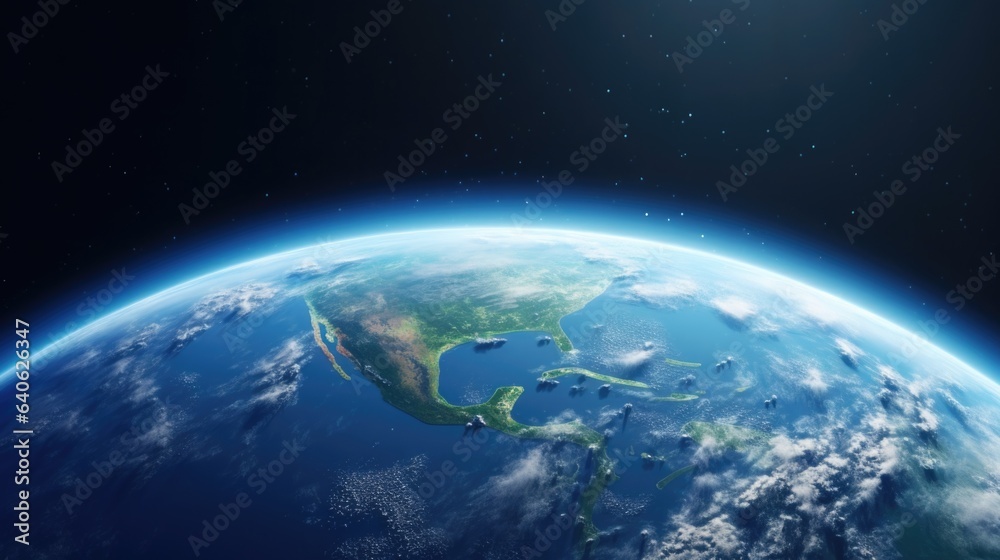 Beautiful view of the planet Earth from space. 3d illustration. 