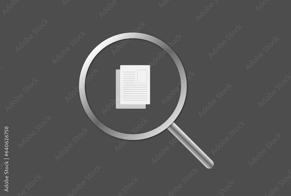 Magnifying glass documents scanner zoom viewer vector design dark background Magnifying glass documents scanner zoom viewer vector design dark background