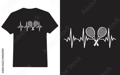 Heartbeat with tennis bat tennis t-shirt design