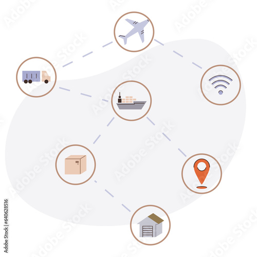 International logistic. Global delivery export. Vector. Timely worldwide shipping is heavily reliant on effective international logistics Cargo delivery timelines heavily depend on efficient global
