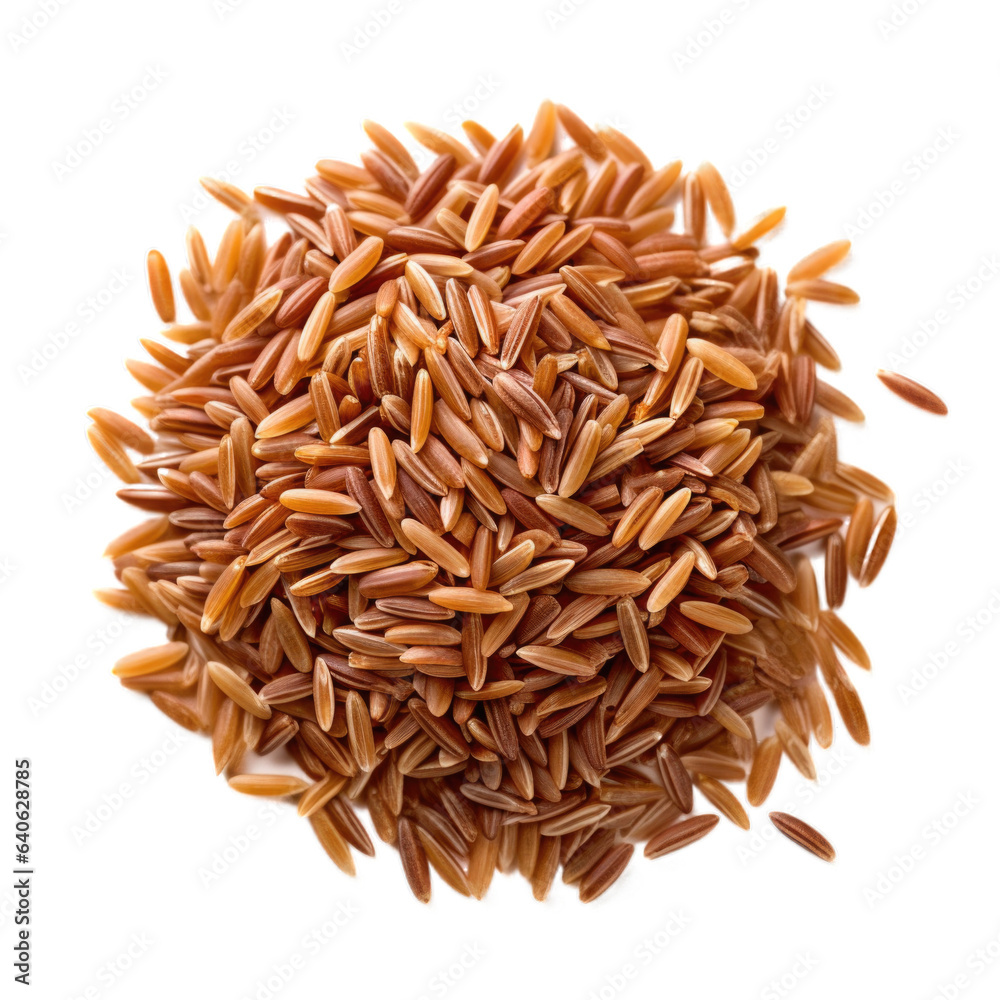 Dried Brown rice clusters isolated on transparent background. Generative AI Dried Brown rice clusters isolated on transparent background. Generative AI