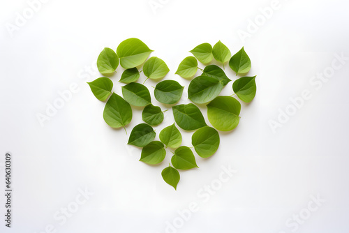 green leaves in heart shape isolated on a white background, World Environment Day, Save Planet theme background