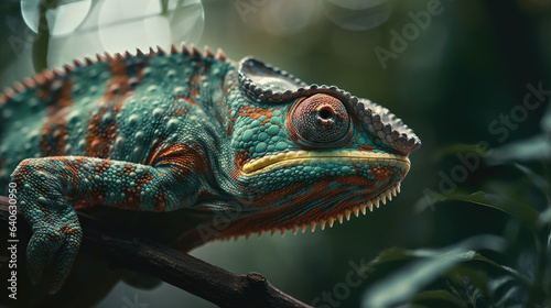 Beauty of chameleon panther  chameleon panther on branch  chameleon panther closeup.