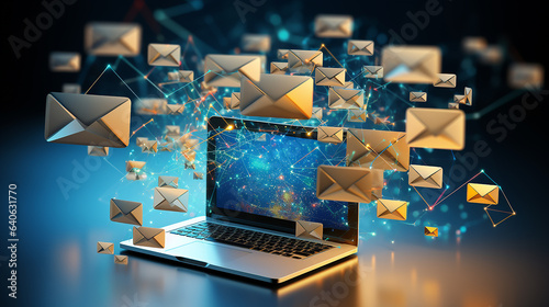 Marketing and business ideas through email, email or newsletter. email marketing or newsletter concept, sending e-mails photo