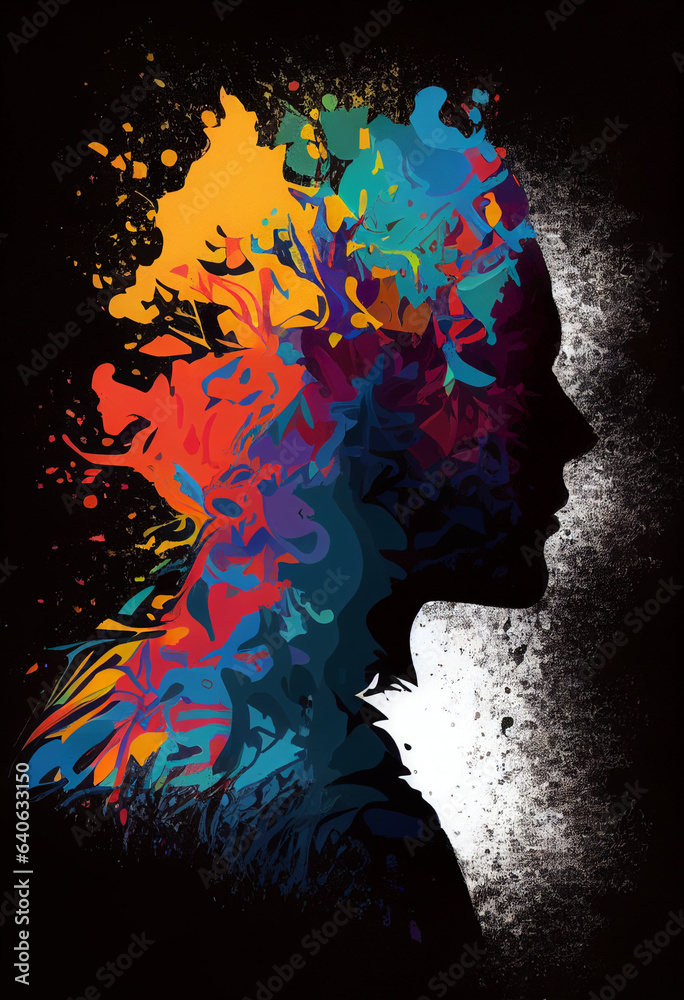 Abstract silhouette of person's with unique color palette. AI Generated ...