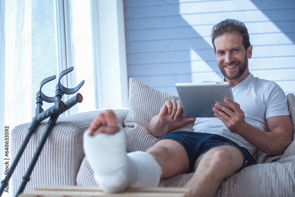 Man with broken leg