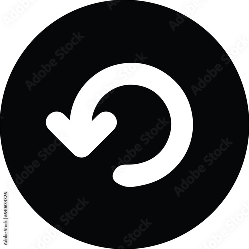 A white undo mark with a black circle around it