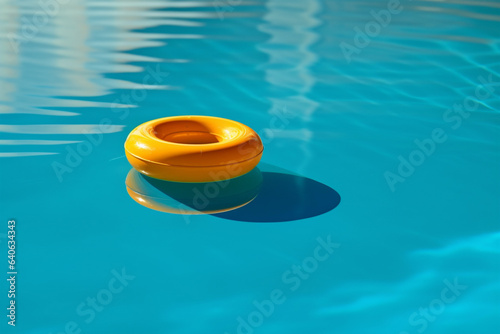 resort rescue water ring sunlight yellow pool float vacation circle. Generative AI.