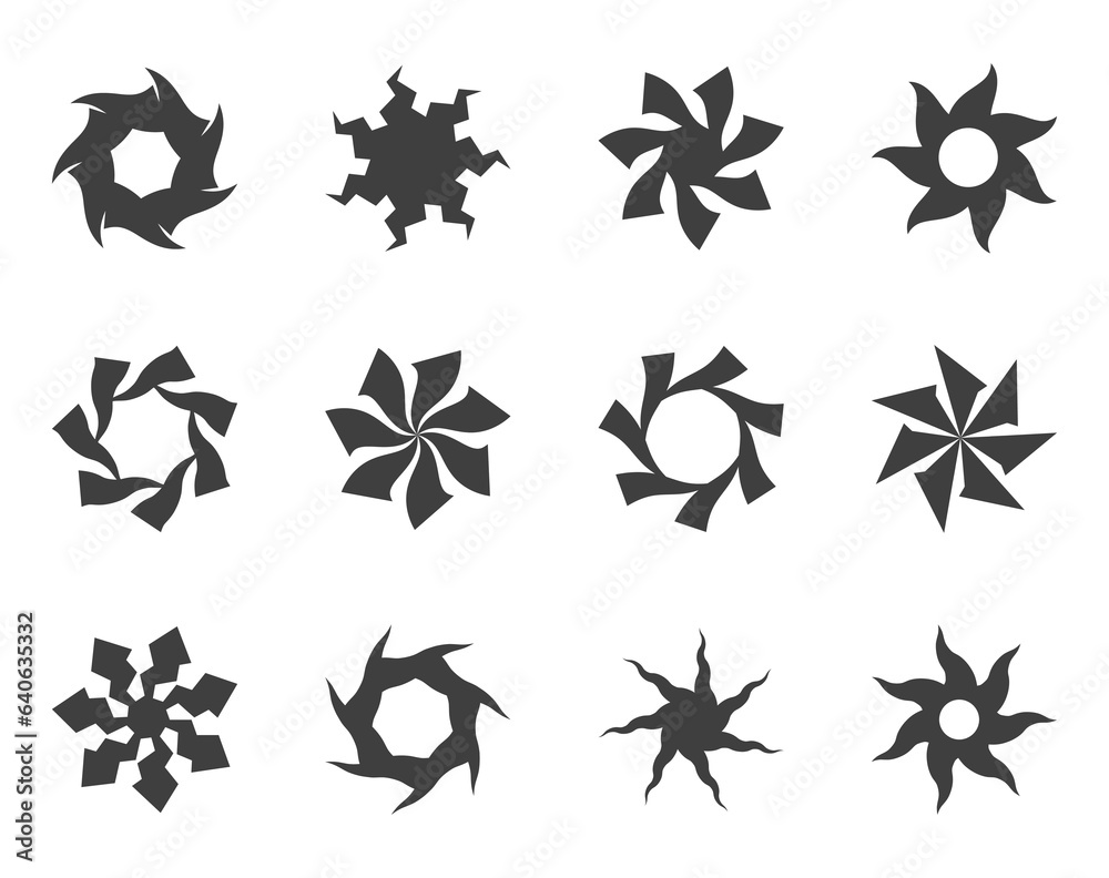 Obraz premium Spiral and swirl motion twisting circles design element set.