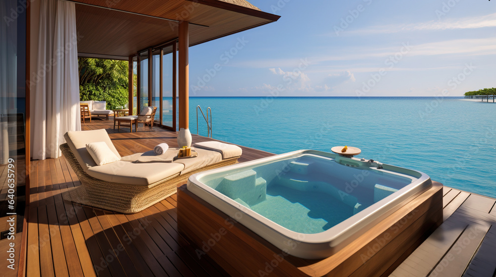 tropical resort pool.Generative Ai tropical resort pool.Generative Ai