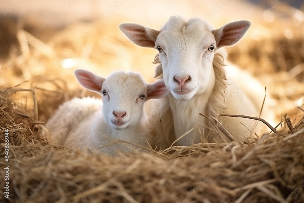 Fototapeta premium Animals grass goat rural farming