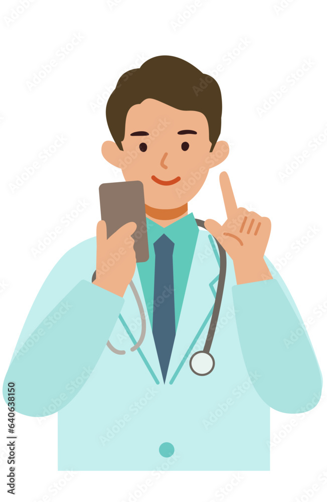 Doctor man wearing lab coats. Healthcare conceptMan cartoon character. People face profiles avatars and icons. Close up image of man using smartphone. Doctor man wearing lab coats. Healthcare conceptMan cartoon character. People face profiles avatars and icons. Close up image of man using smartphone.