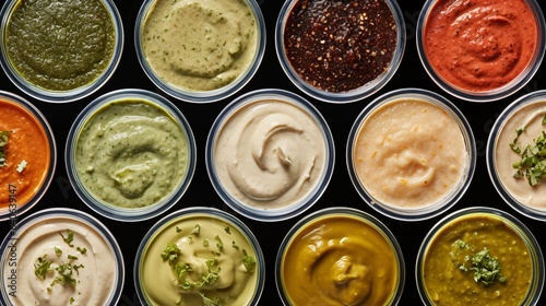 A diverse collection of various condiments in multiple containers, each one carefully selected to enhance the flavors of a meal.