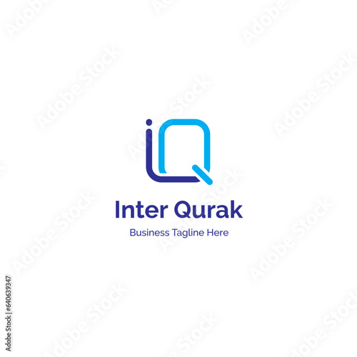 Alphabet IQ , monogram IQ, logo vocter design, line art, initial logo design template vector, and fully editable