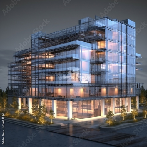 building construction 3d model, in the style of spot metering, calculated,