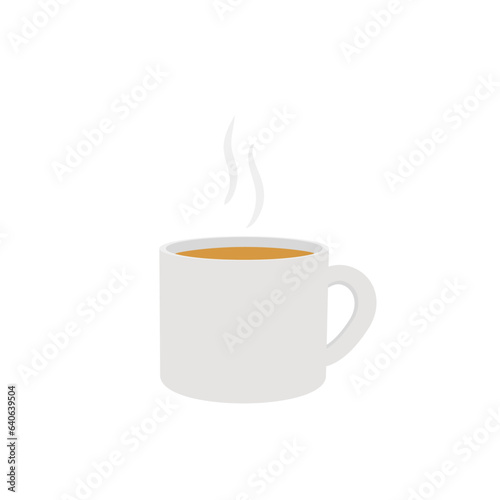Tee tasse with steam, white, teatime 