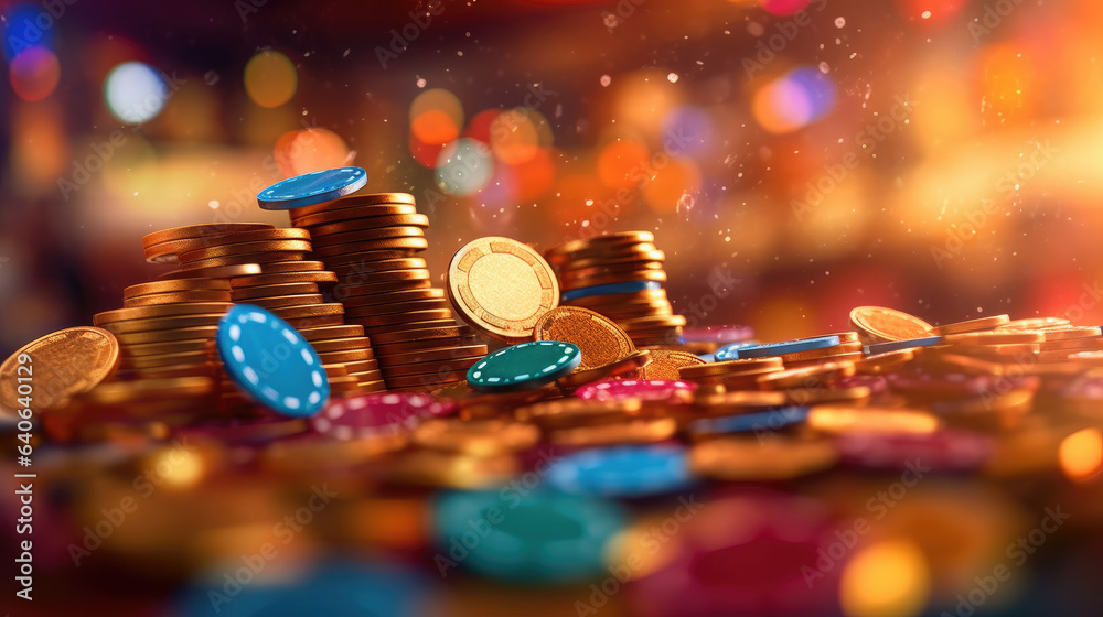A mesmerizing photo of casino chips soaring through the air A mesmerizing photo of casino chips soaring through the air
