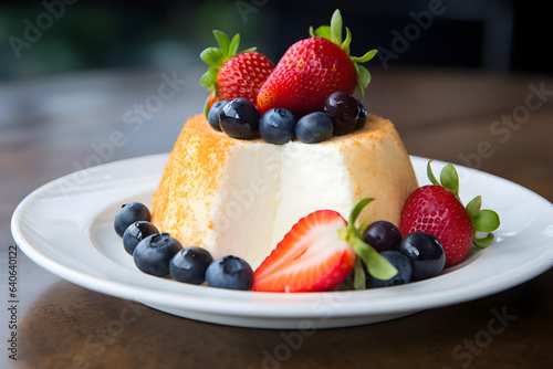 Angel Food Cake, heavenly light dessert, airy sponge topped with fresh berries, perfect for spring celebrations