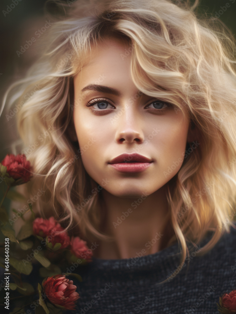 Portrait of a blonde woman in autumn, skincare and healthcare concept. Portrait of a blonde woman in autumn, skincare and healthcare concept.