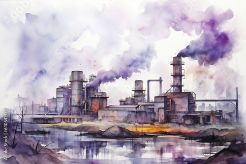 Pollution industrial ecology chemistry smoke production energy chimney plant refinery factory