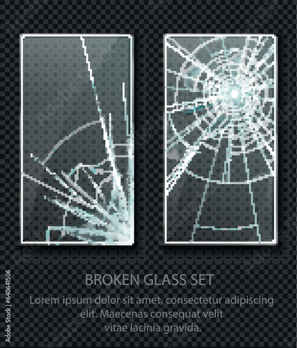 Glass framework, broken glass set