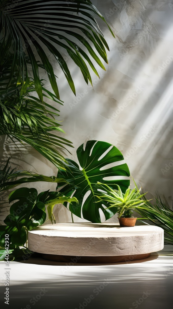 Marble Greenery Tropical Shadowed Showcase background