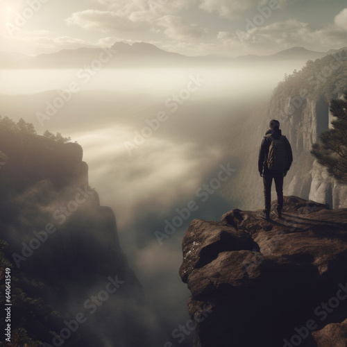 everything from a man standing against the backdrop of a deep cliff © Диана Иванова