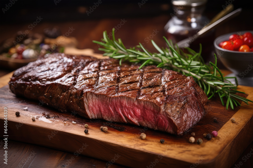 slice grilled steak on background