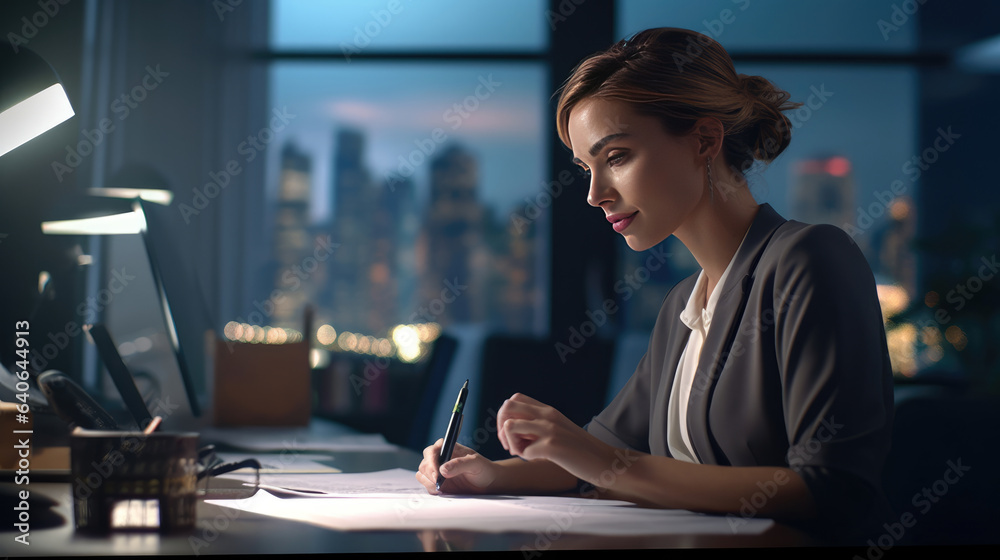 A female secretary confidently navigating her tasks A female secretary confidently navigating her tasks