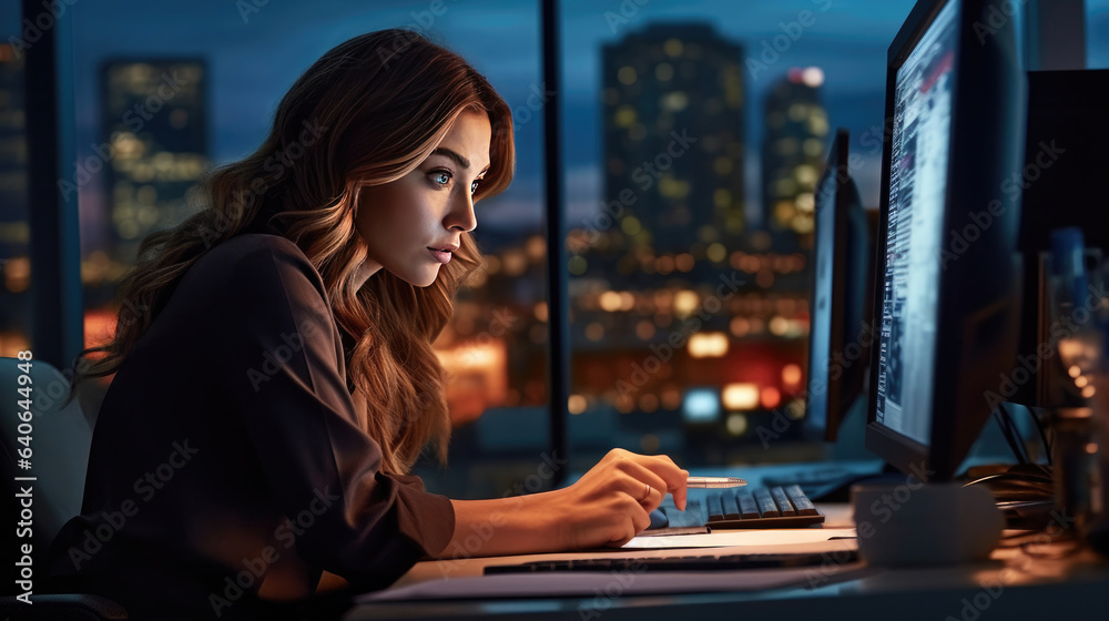 A female secretary confidently navigating her tasks A female secretary confidently navigating her tasks