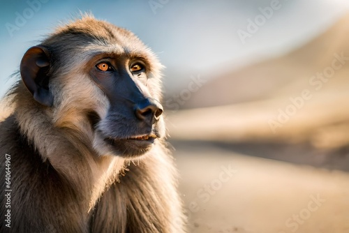 close up of a baboon generated Ai 