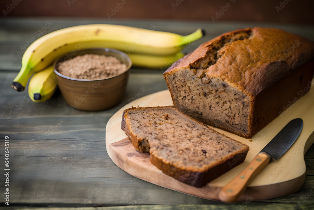Banana Bread, a comforting loaf infused with ripe bananas, a touch of cinnamon, and a hint of nostalgia, a slice of homemade warmth Banana Bread, a comforting loaf infused with ripe bananas, a touch of cinnamon, and a hint of nostalgia, a slice of homemade warmth