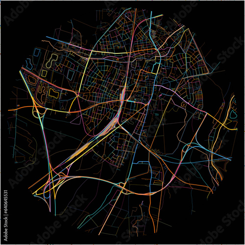 Colorful Map of WienerNeustadt, Lower Austria with all major and minor roads.