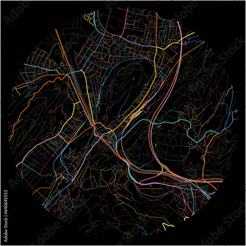 Colorful Map of Feldkirch, Vorarlberg with all major and minor roads.