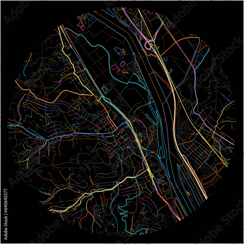 Colorful Map of Klosterneuburg, Lower Austria with all major and minor roads.