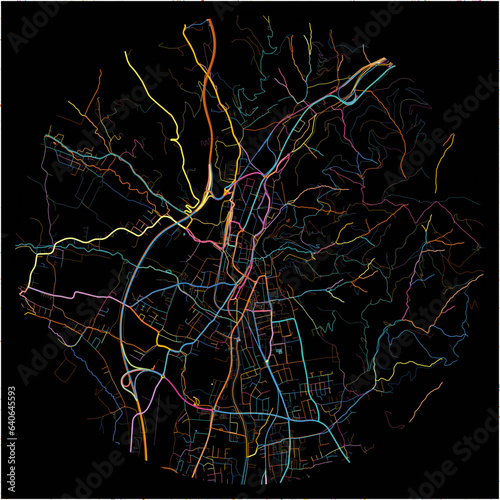 Colorful Map of Wolfsberg, Carinthia with all major and minor roads.