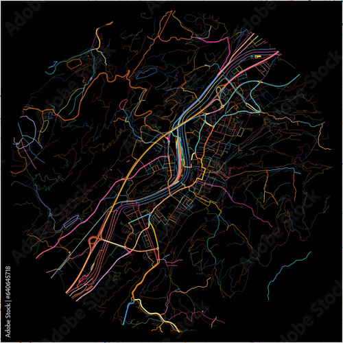 Colorful Map of Kufstein, Tyrol with all major and minor roads.