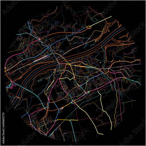 Colorful Map of BraunauamInn, Upper Austria with all major and minor roads.