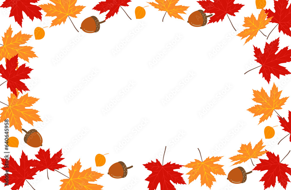 Autumn leaves frame, PNG transparent background