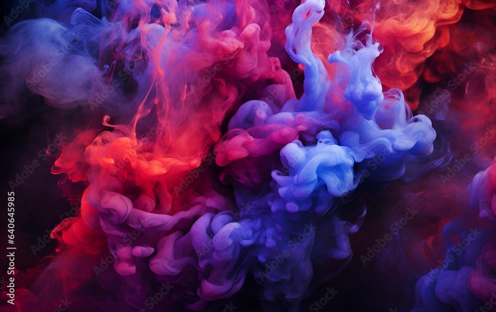 Colorful purple smoke on black background illustration
