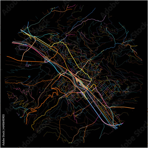Colorful Map of Bludenz, Vorarlberg with all major and minor roads.