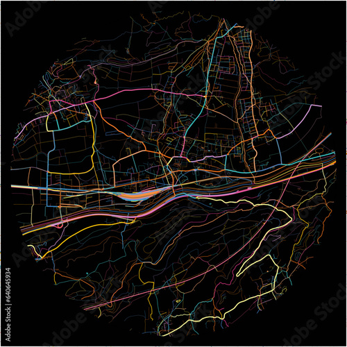 Colorful Map of HallinTirol, Tyrol with all major and minor roads.