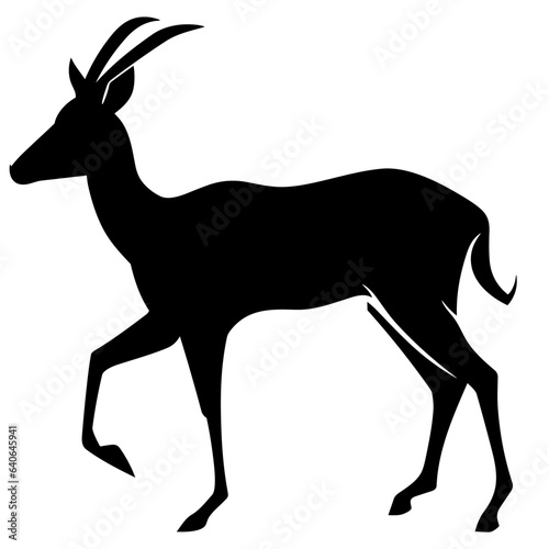 African antelope vector silhouette  Black silhouette of antelope Animal isolated on a white background