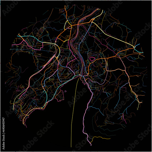 Colorful Map of Gmunden, Upper Austria with all major and minor roads.