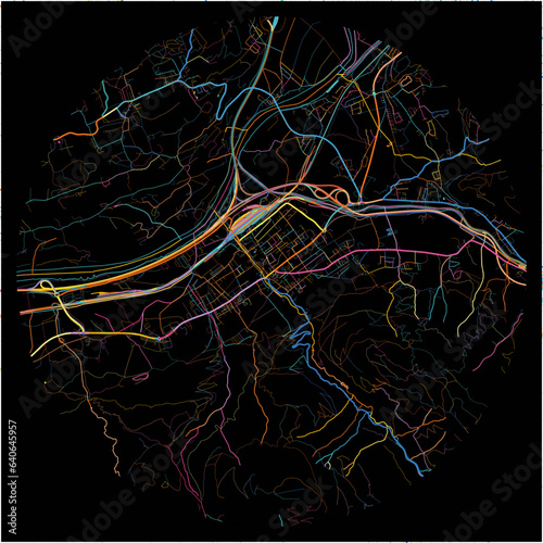 Colorful Map of Worgl, Tyrol with all major and minor roads.