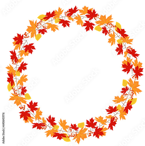 Autumn leaves frame, PNG transparent background
