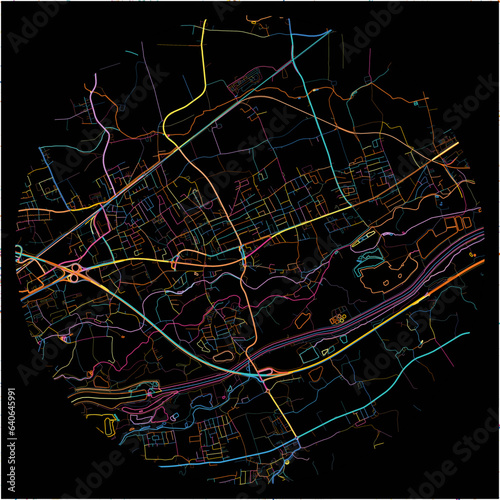 Colorful Map of Marchtrenk, Upper Austria with all major and minor roads.