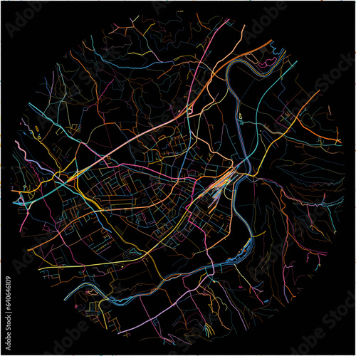 Colorful Map of Knittelfeld, Styria with all major and minor roads.